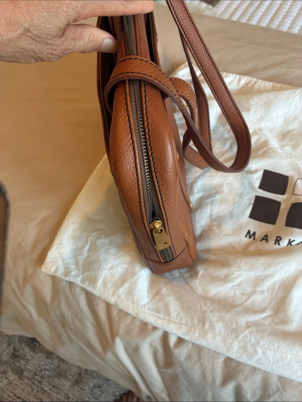 Marika Cognac Leather Laptop Tote